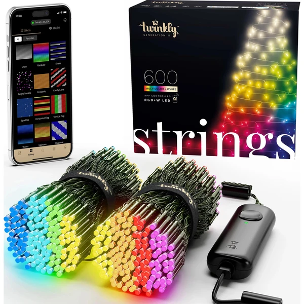 Twinkly Strings - 157.5 Ft. Mini LED Light String With 600 RGB+W LEDs - Green Wire 2 Twinkly Strings - 157.5 Ft. Mini LED Light String With 600 RGB+W LEDs - Green Wire - Image 2