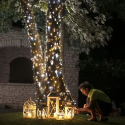 Twinkly Strings - 105 Ft. Mini LED Light String With 400 AWW LEDs - Amber, Warm White And Cold White - Green Wire -Bulbs Shop data 1395