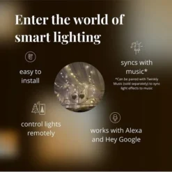 Twinkly Strings - 65.6 Ft. Mini LED Light String With 250 AWW LEDs - Amber, Warm White And Cold White - Green Wire -Bulbs Shop data 1602