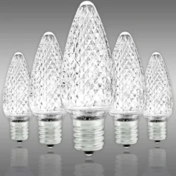 Pure White - LED C9 - Christmas Light Replacement Bulbs - Faceted Finish