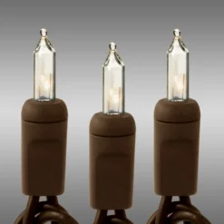 34 Ft. - Brown Wire - Christmas Mini Light String - (100) Clear Bulbs - 4 In. Bulb Spacing