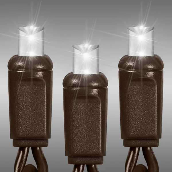 LED Christmas String Lights - 25.5 Ft. - (50) Wide Angle Pure White LED's - 6 In. Bulb Spacing - Brown Wire 1 LED Christmas String Lights - 25.5 Ft. - (50) Wide Angle Pure White LED's - 6 In. Bulb Spacing - Brown Wire