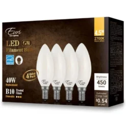 450 Lumens - 4 Watt - 2700 Kelvin - LED Chandelier Bulb - 3.8 In. X 1.4 In. 8 450 Lumens - 4 Watt - 2700 Kelvin - LED Chandelier Bulb - 3.8 In. X 1.4 In. -Bulbs Shop data 582
