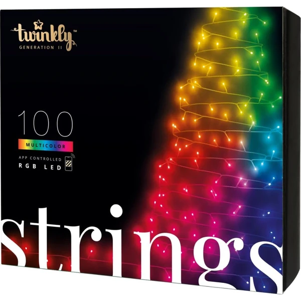 Twinkly Strings - 26.2 Ft. Mini LED Light String With 100 RGB LEDs - Green Wire 1 Twinkly Strings - 26.2 Ft. Mini LED Light String With 100 RGB LEDs - Green Wire