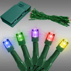 19 Ft. Battery Operated Christmas Light Stringer - (35) Multi-Color LED Bulbs