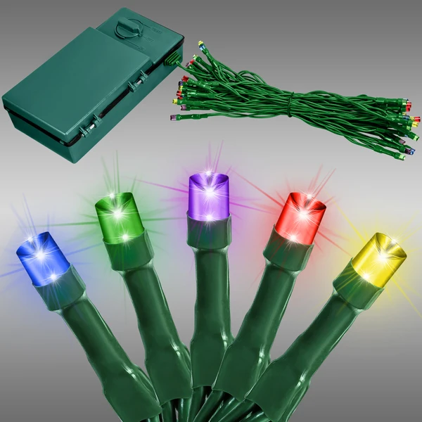 19 Ft. Battery Operated Christmas Light Stringer - (35) Multi-Color LED Bulbs 1 19 Ft. Battery Operated Christmas Light Stringer - (35) Multi-Color LED Bulbs
